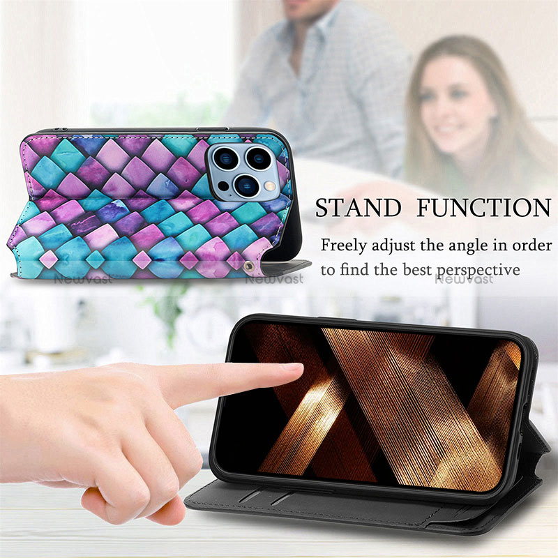 Leather Case Stands Fashionable Pattern Flip Cover H10 Holder for Apple iPhone 16 Pro Max