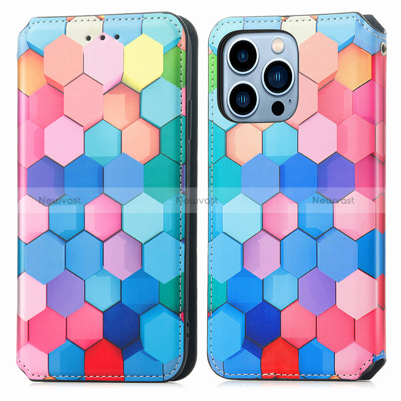 Leather Case Stands Fashionable Pattern Flip Cover H10 Holder for Apple iPhone 16 Pro Max Blue