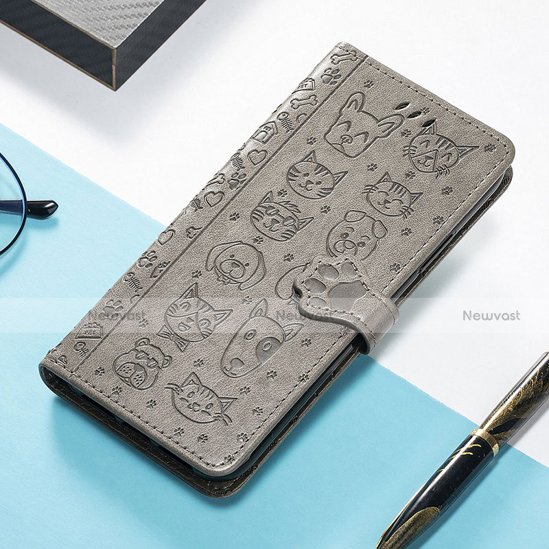 Leather Case Stands Fashionable Pattern Flip Cover H11 Holder for Apple iPhone 13 Pro Gray