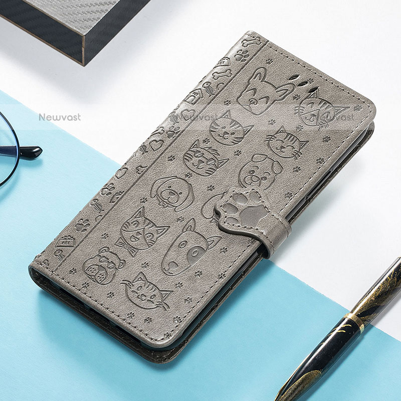 Leather Case Stands Fashionable Pattern Flip Cover H11 Holder for Apple iPhone 14 Pro Gray