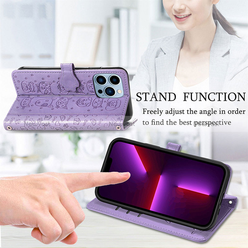 Leather Case Stands Fashionable Pattern Flip Cover H11 Holder for Apple iPhone 14 Pro Max