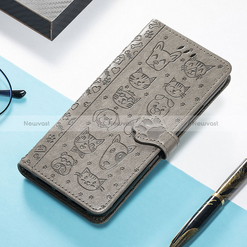 Leather Case Stands Fashionable Pattern Flip Cover H11 Holder for Apple iPhone 14 Pro Max Gray