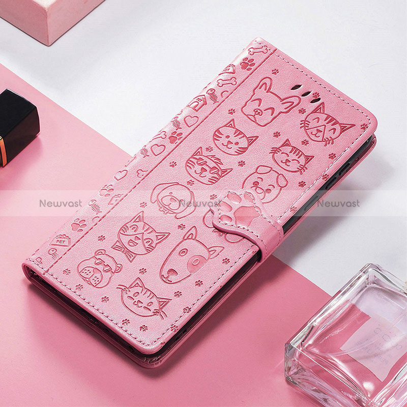 Leather Case Stands Fashionable Pattern Flip Cover H11 Holder for Apple iPhone 14 Pro Max Pink