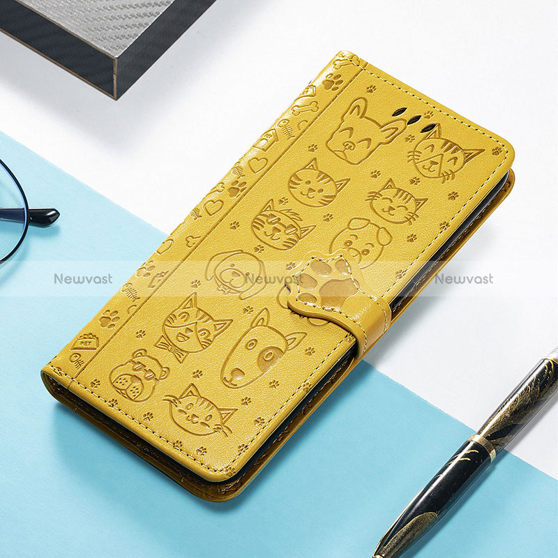 Leather Case Stands Fashionable Pattern Flip Cover H11 Holder for Apple iPhone 14 Pro Max Yellow