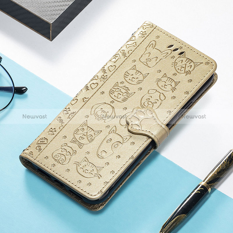 Leather Case Stands Fashionable Pattern Flip Cover H11 Holder for Apple iPhone 15 Pro Gold