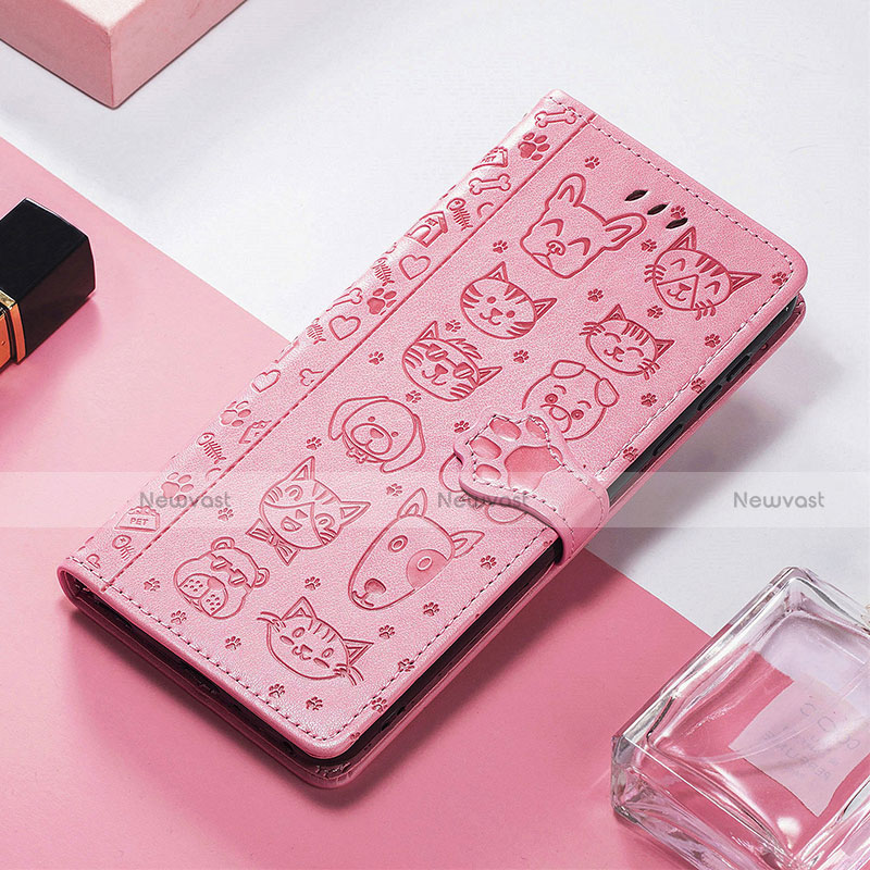 Leather Case Stands Fashionable Pattern Flip Cover H12 Holder for Apple iPhone 14 Pink