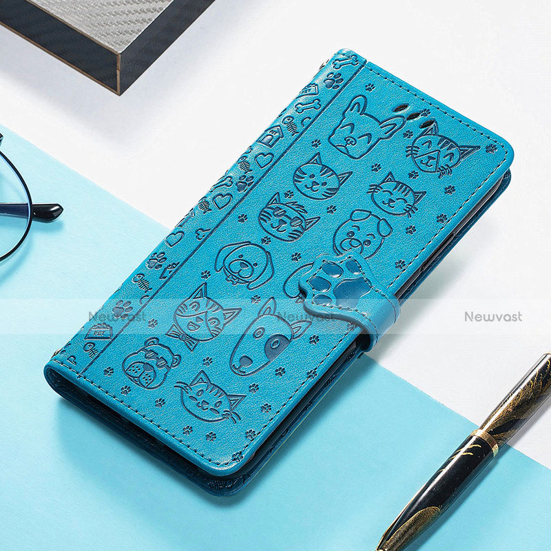 Leather Case Stands Fashionable Pattern Flip Cover H12 Holder for Apple iPhone 14 Plus Blue