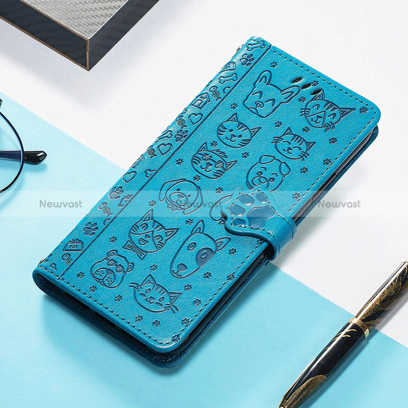 Leather Case Stands Fashionable Pattern Flip Cover H12 Holder for Apple iPhone 15 Blue