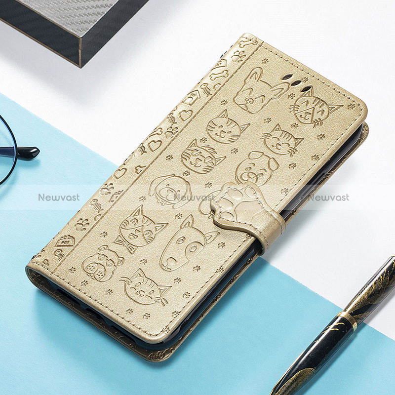 Leather Case Stands Fashionable Pattern Flip Cover H12 Holder for Apple iPhone 15 Plus Gold