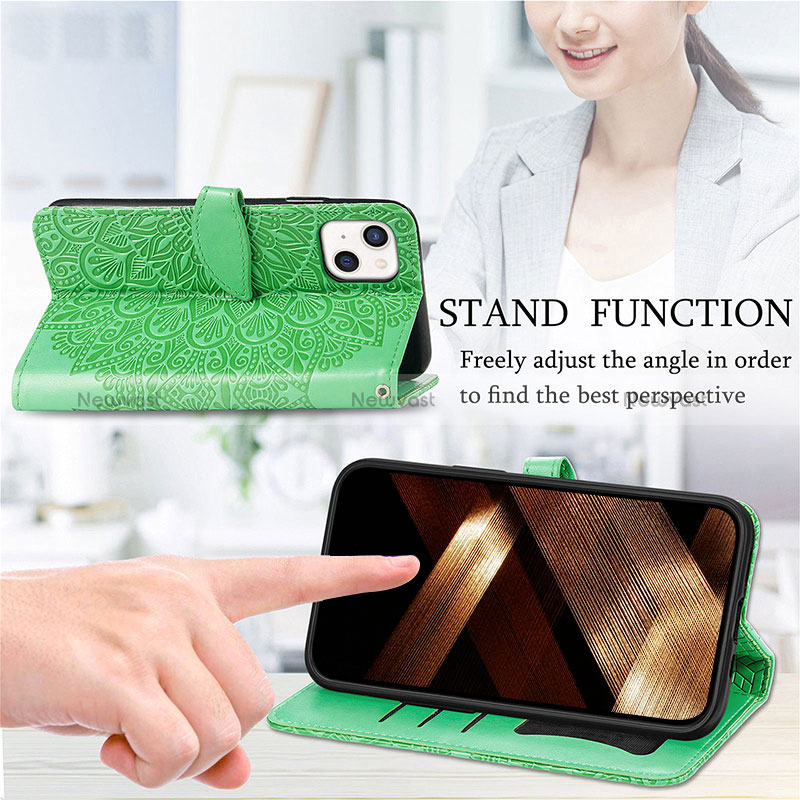 Leather Case Stands Fashionable Pattern Flip Cover H13 Holder for Apple iPhone 15 Plus