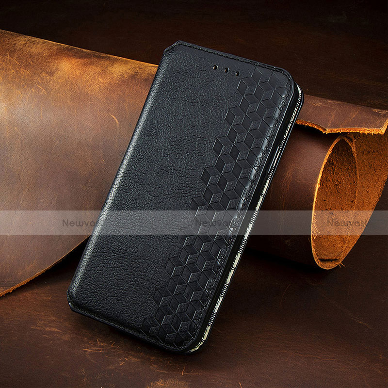 Leather Case Stands Fashionable Pattern Flip Cover H14 Holder for Apple iPhone 13 Mini Black