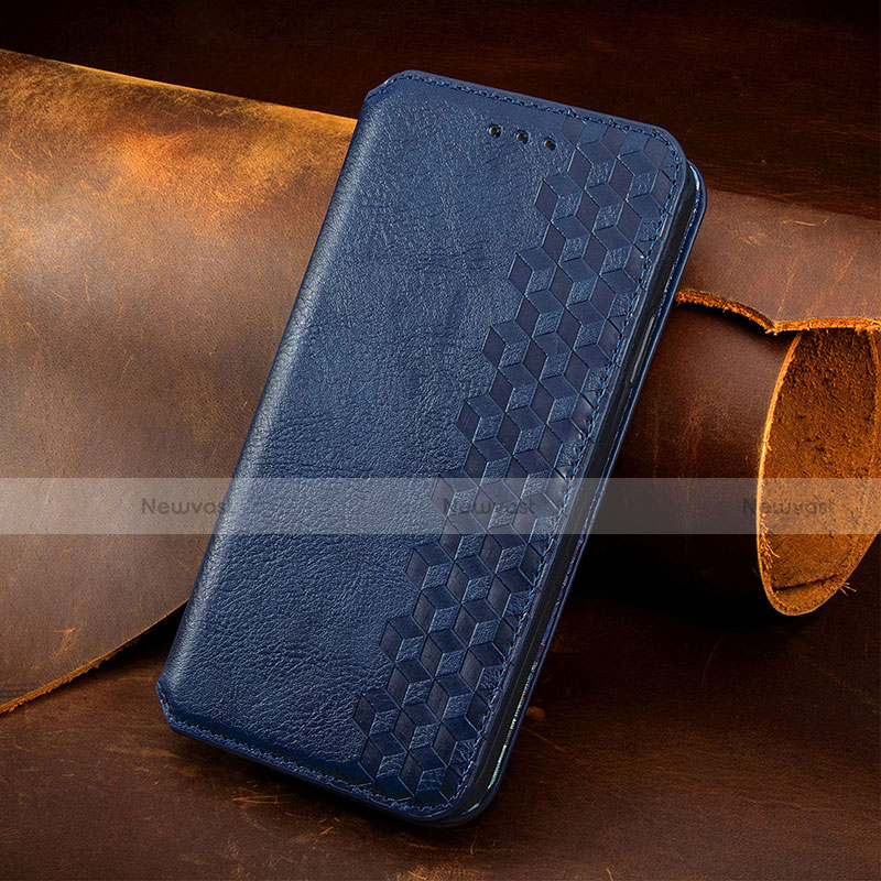 Leather Case Stands Fashionable Pattern Flip Cover H14 Holder for Apple iPhone 13 Mini Blue