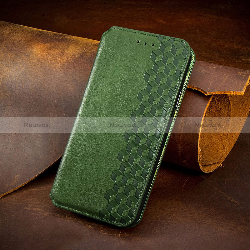 Leather Case Stands Fashionable Pattern Flip Cover H14 Holder for Apple iPhone 15 Green