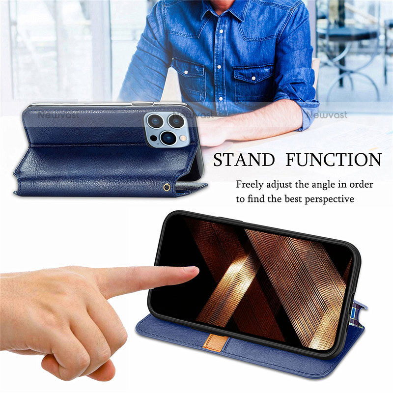 Leather Case Stands Fashionable Pattern Flip Cover H15 Holder for Apple iPhone 14 Pro