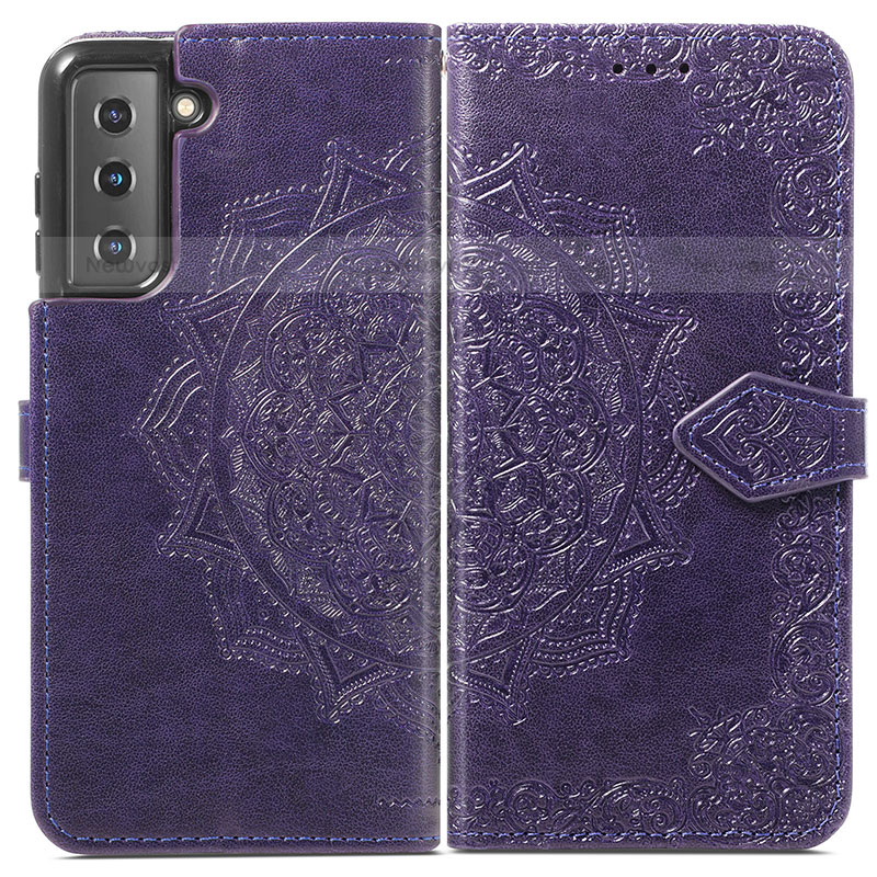 Leather Case Stands Fashionable Pattern Flip Cover Holder A01D for Samsung Galaxy S21 Plus 5G