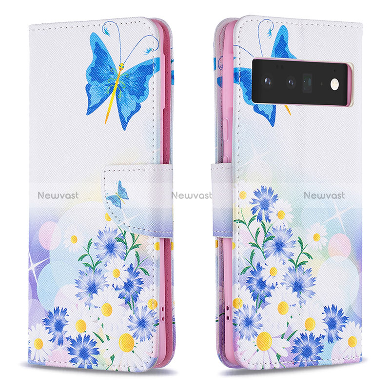 Leather Case Stands Fashionable Pattern Flip Cover Holder B01F for Google Pixel 6 Pro 5G
