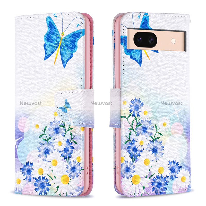 Leather Case Stands Fashionable Pattern Flip Cover Holder B01F for Google Pixel 8a 5G