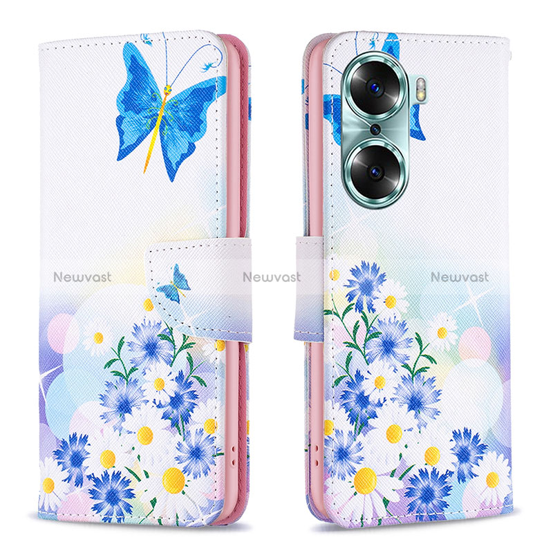 Leather Case Stands Fashionable Pattern Flip Cover Holder B01F for Huawei Honor 60 Pro 5G