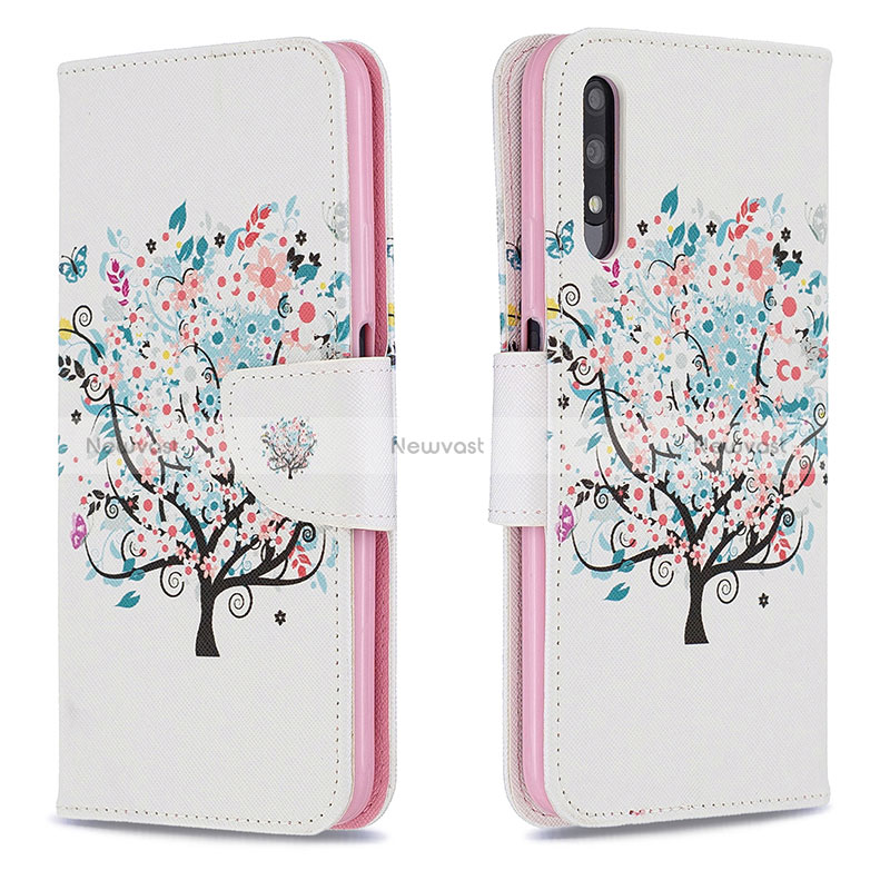 Leather Case Stands Fashionable Pattern Flip Cover Holder B01F for Huawei P Smart Z (2019)