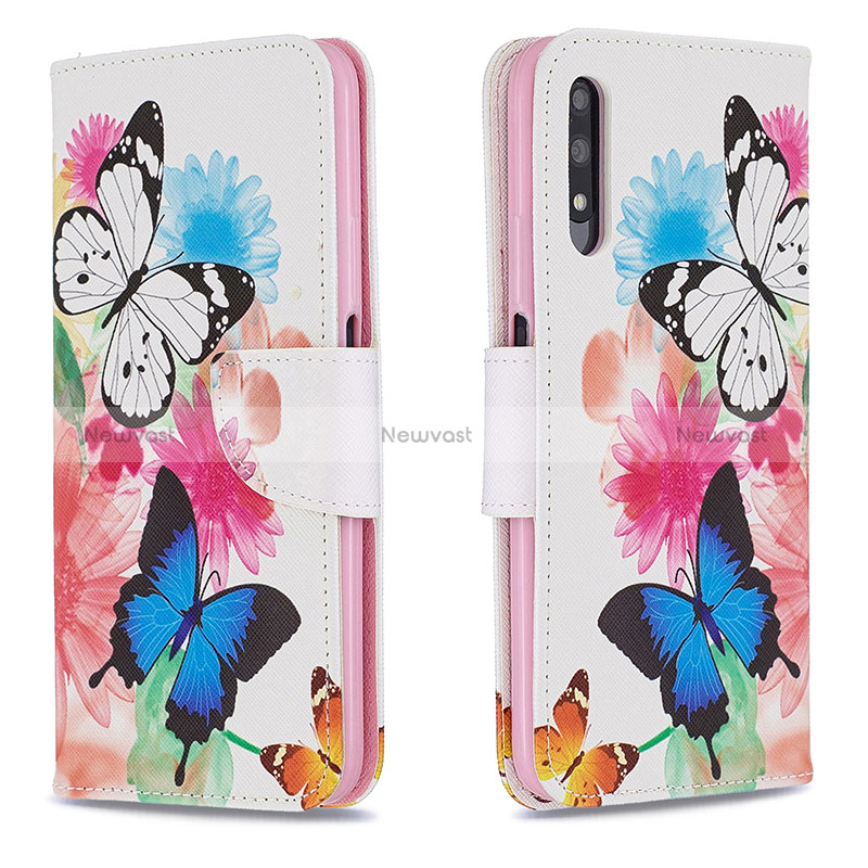 Leather Case Stands Fashionable Pattern Flip Cover Holder B01F for Huawei P Smart Z (2019) Colorful