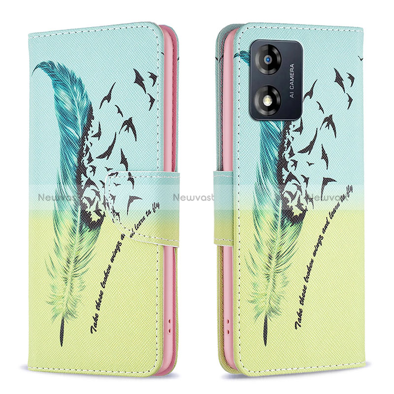 Leather Case Stands Fashionable Pattern Flip Cover Holder B01F for Motorola Moto E13