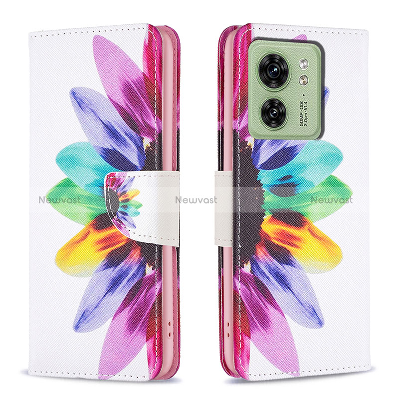 Leather Case Stands Fashionable Pattern Flip Cover Holder B01F for Motorola Moto Edge (2023) 5G