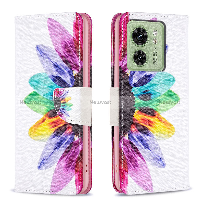 Leather Case Stands Fashionable Pattern Flip Cover Holder B01F for Motorola Moto Edge (2023) 5G Mixed