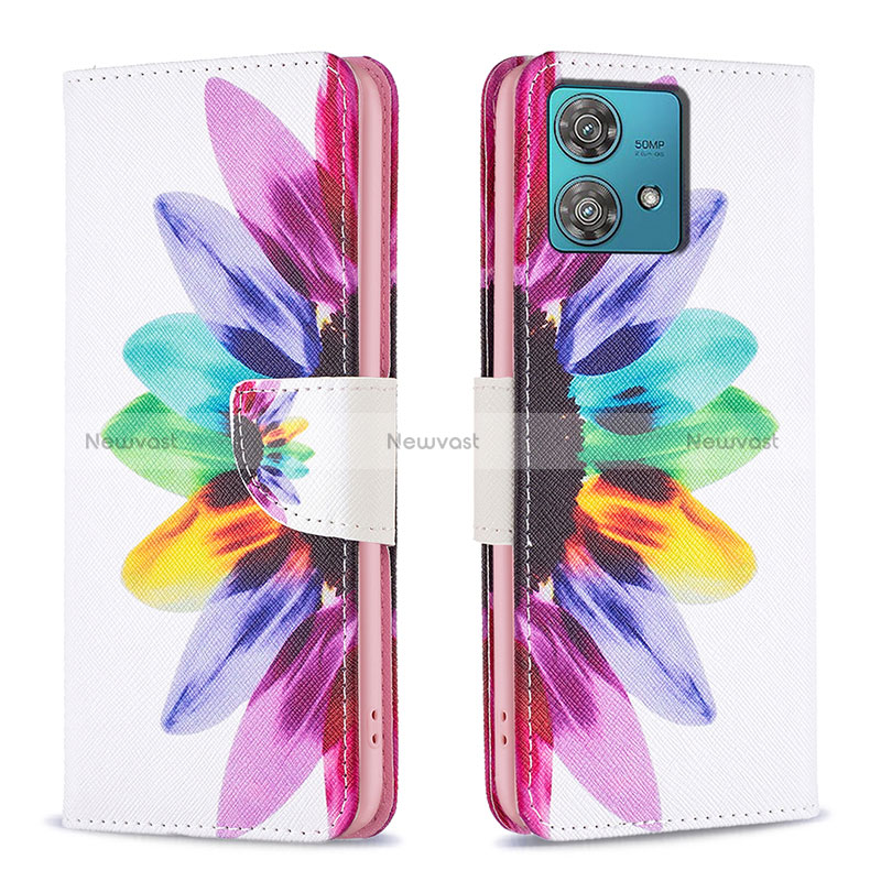 Leather Case Stands Fashionable Pattern Flip Cover Holder B01F for Motorola Moto Edge 40 Neo 5G