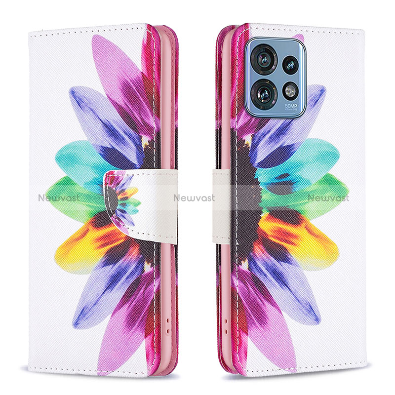 Leather Case Stands Fashionable Pattern Flip Cover Holder B01F for Motorola Moto Edge 40 Pro 5G