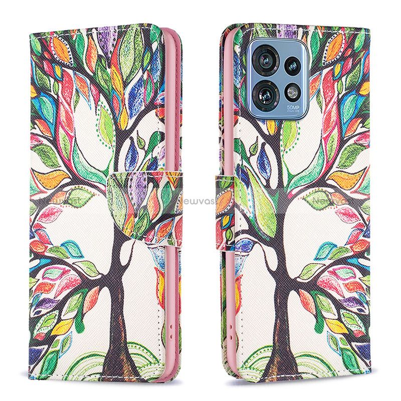 Leather Case Stands Fashionable Pattern Flip Cover Holder B01F for Motorola Moto Edge Plus (2023) 5G