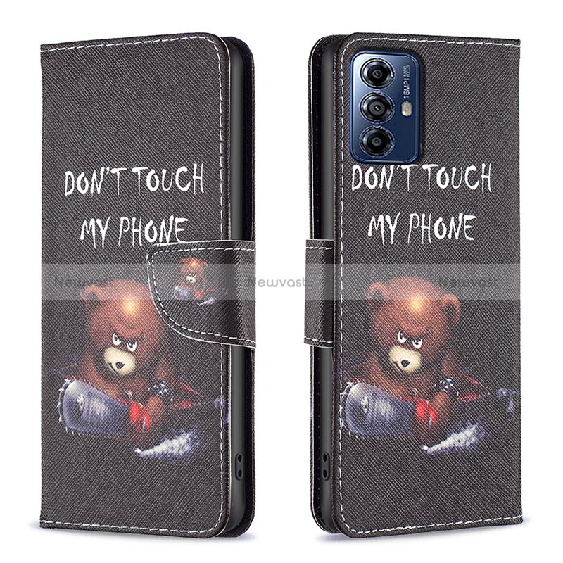 Leather Case Stands Fashionable Pattern Flip Cover Holder B01F for Motorola Moto G Play (2023)