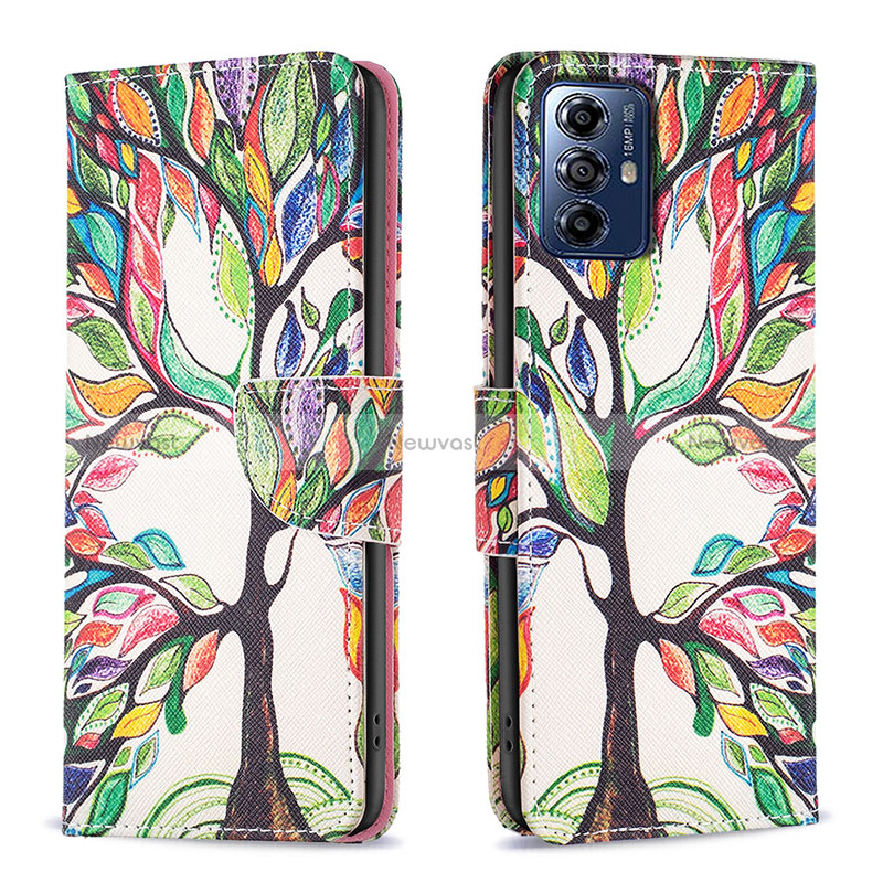 Leather Case Stands Fashionable Pattern Flip Cover Holder B01F for Motorola Moto G Play (2023)