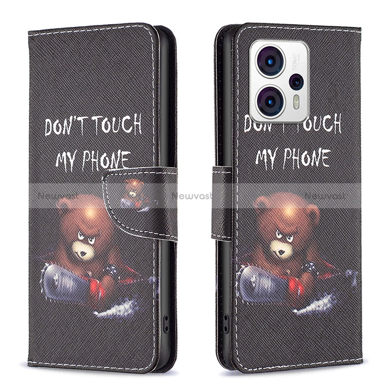 Leather Case Stands Fashionable Pattern Flip Cover Holder B01F for Motorola Moto G13