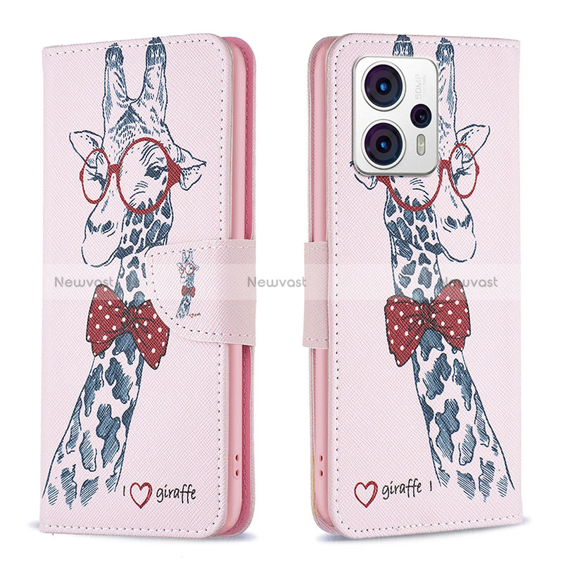 Leather Case Stands Fashionable Pattern Flip Cover Holder B01F for Motorola Moto G13