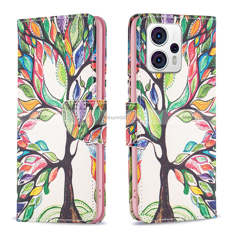 Leather Case Stands Fashionable Pattern Flip Cover Holder B01F for Motorola Moto G13