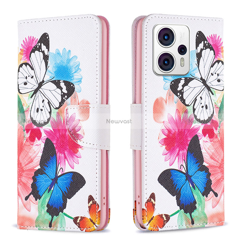 Leather Case Stands Fashionable Pattern Flip Cover Holder B01F for Motorola Moto G13 Colorful