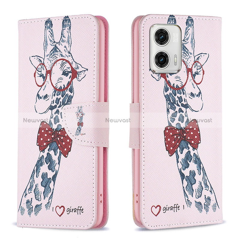 Leather Case Stands Fashionable Pattern Flip Cover Holder B01F for Motorola Moto G73 5G