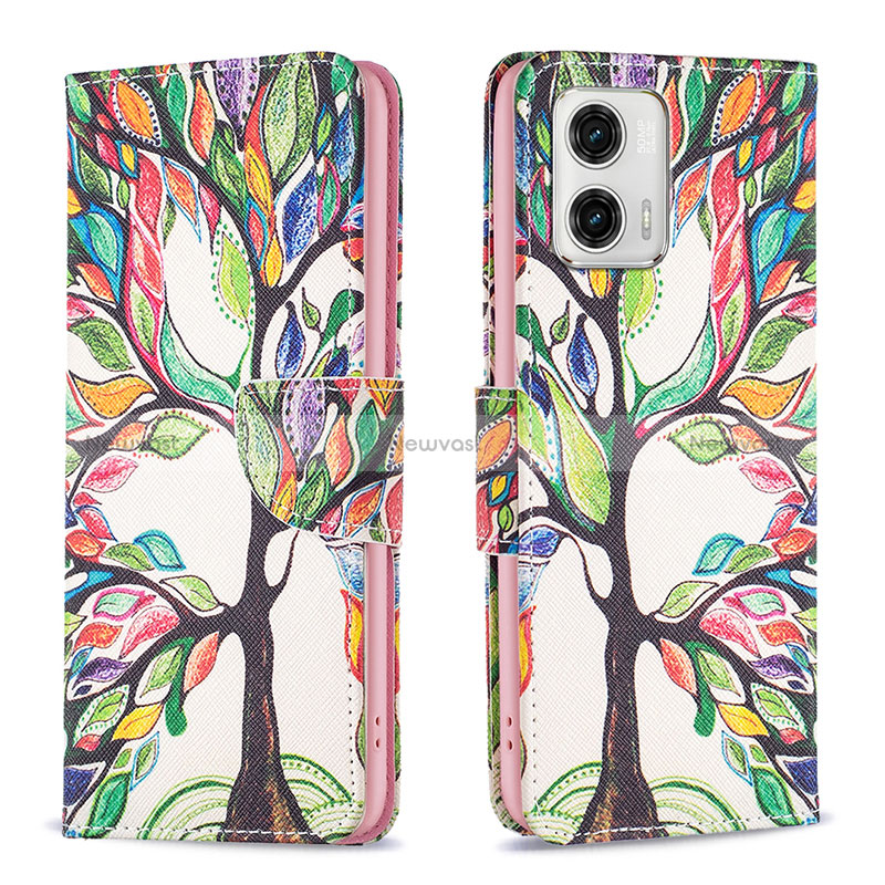 Leather Case Stands Fashionable Pattern Flip Cover Holder B01F for Motorola Moto G73 5G