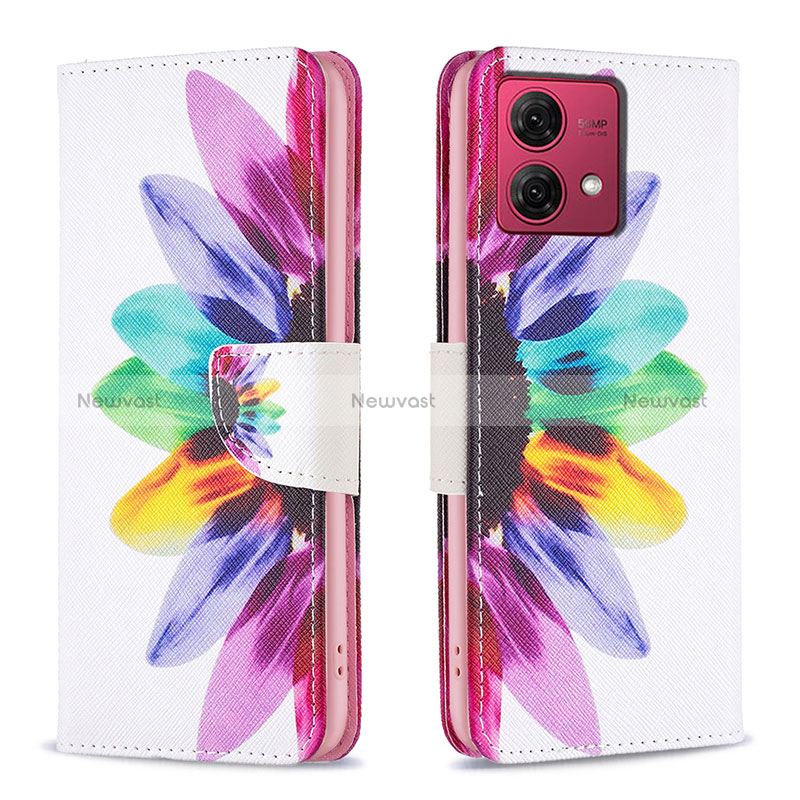 Leather Case Stands Fashionable Pattern Flip Cover Holder B01F for Motorola Moto G84 5G