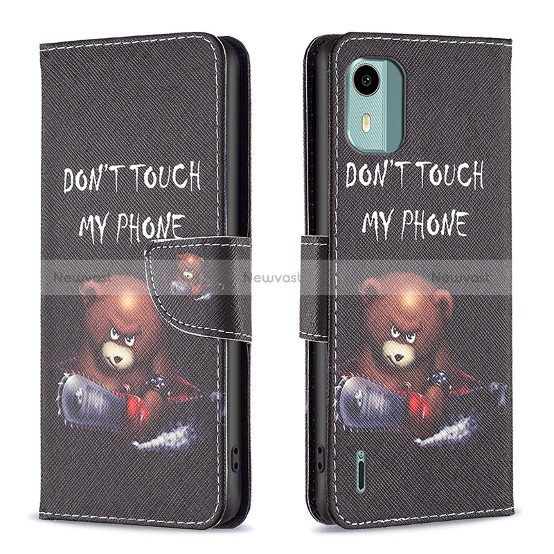 Leather Case Stands Fashionable Pattern Flip Cover Holder B01F for Nokia C12 Plus