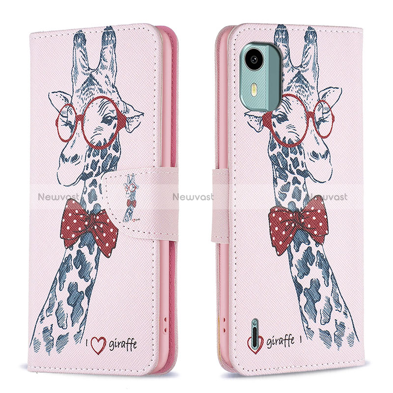 Leather Case Stands Fashionable Pattern Flip Cover Holder B01F for Nokia C12 Plus