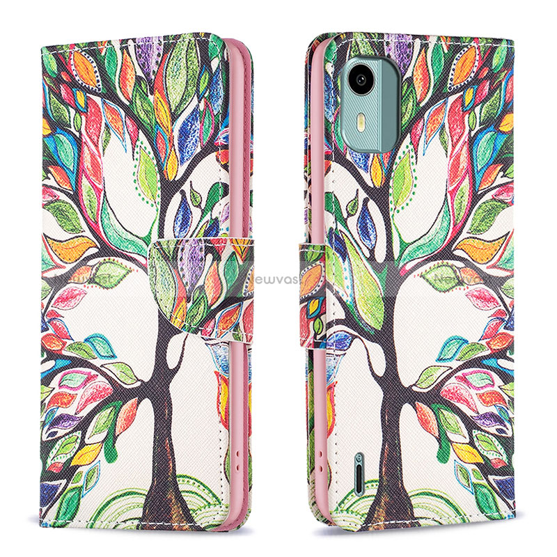 Leather Case Stands Fashionable Pattern Flip Cover Holder B01F for Nokia C12 Pro