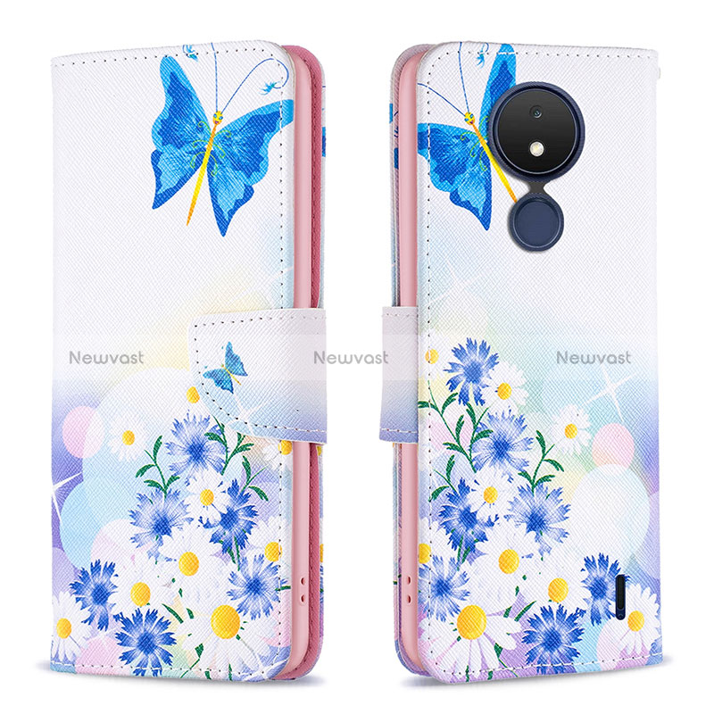 Leather Case Stands Fashionable Pattern Flip Cover Holder B01F for Nokia C21