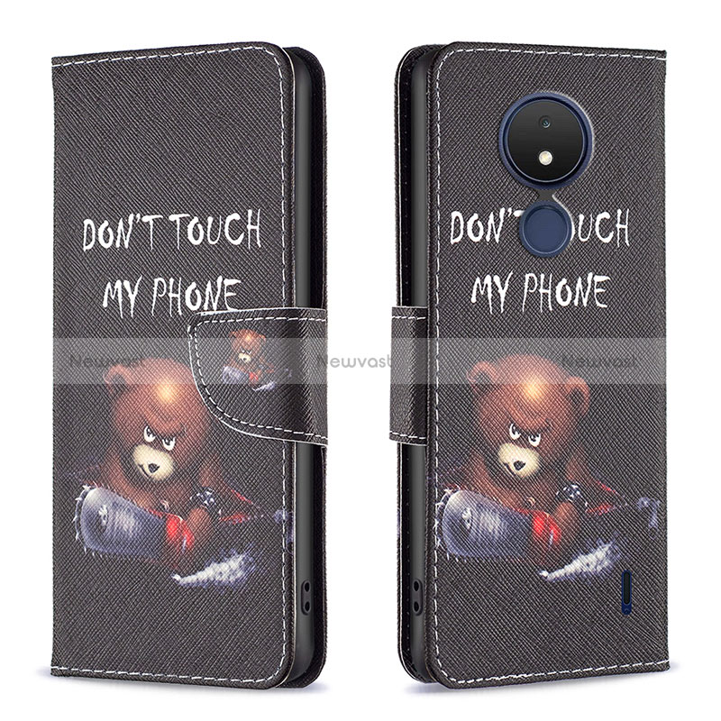 Leather Case Stands Fashionable Pattern Flip Cover Holder B01F for Nokia C21