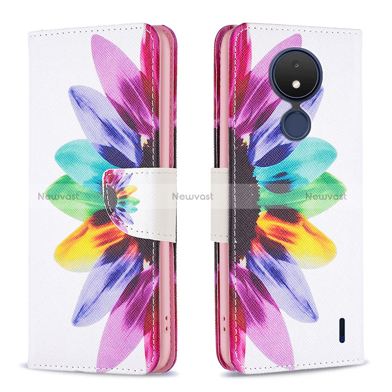 Leather Case Stands Fashionable Pattern Flip Cover Holder B01F for Nokia C21