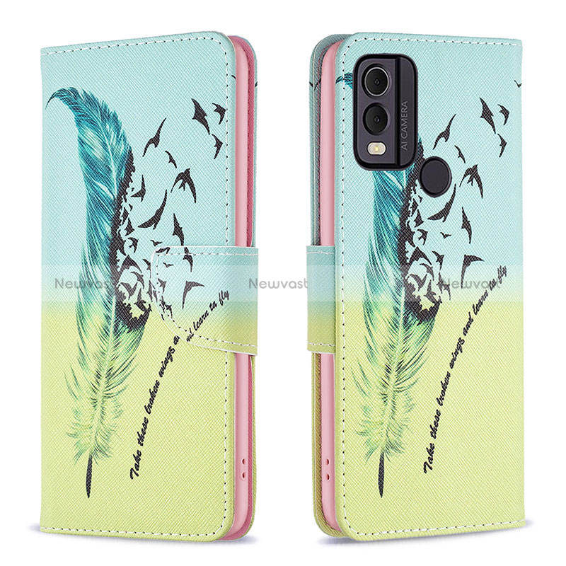 Leather Case Stands Fashionable Pattern Flip Cover Holder B01F for Nokia C22