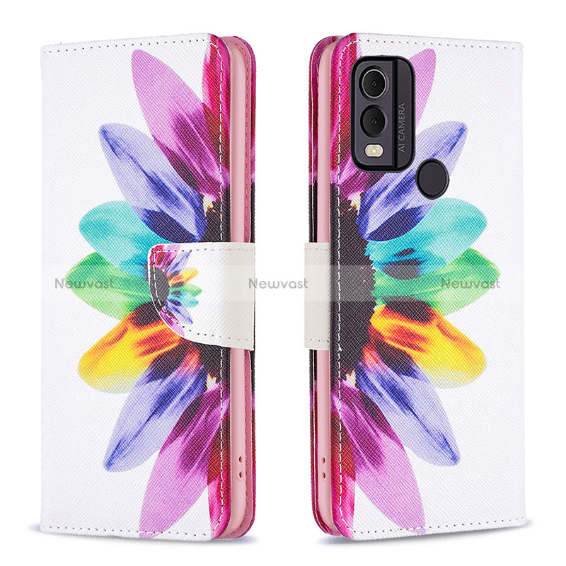 Leather Case Stands Fashionable Pattern Flip Cover Holder B01F for Nokia C22