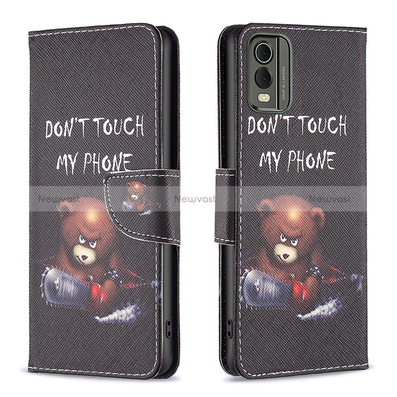 Leather Case Stands Fashionable Pattern Flip Cover Holder B01F for Nokia C32