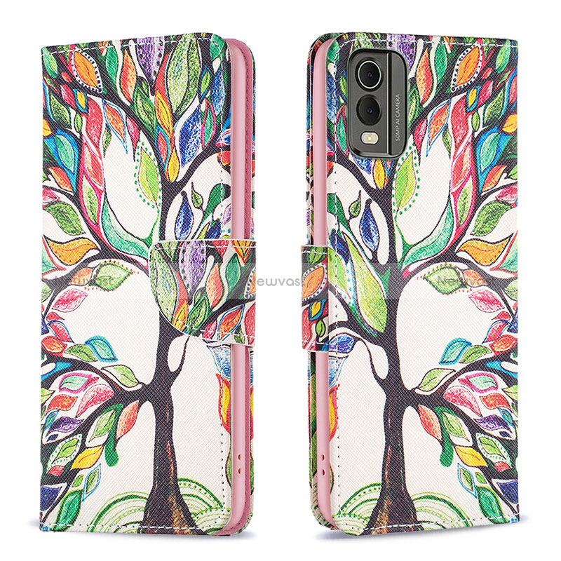 Leather Case Stands Fashionable Pattern Flip Cover Holder B01F for Nokia C32