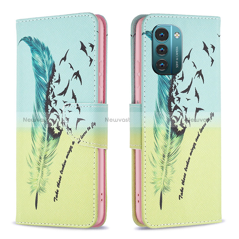 Leather Case Stands Fashionable Pattern Flip Cover Holder B01F for Nokia G11